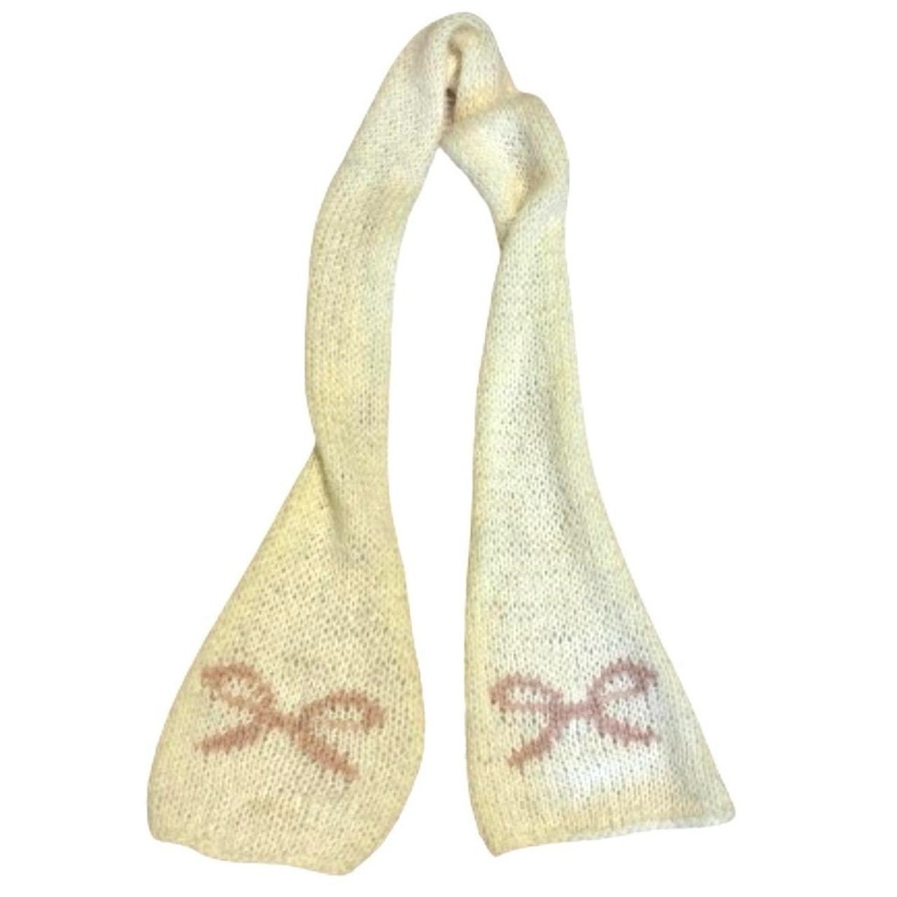 Coquette Pink Bow Knit Scarf